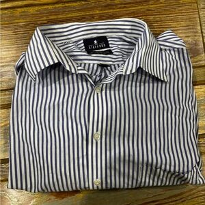 Stafford Dark Purple and White Striped Men's Shirt